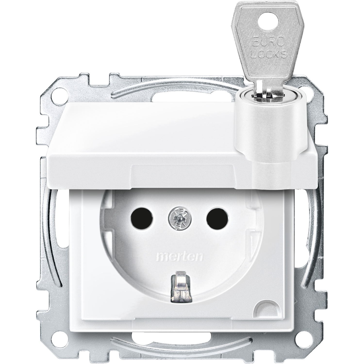 Merten MEG2315-0319 SCHUKO-Steckdose pws/gl Klappdeckel