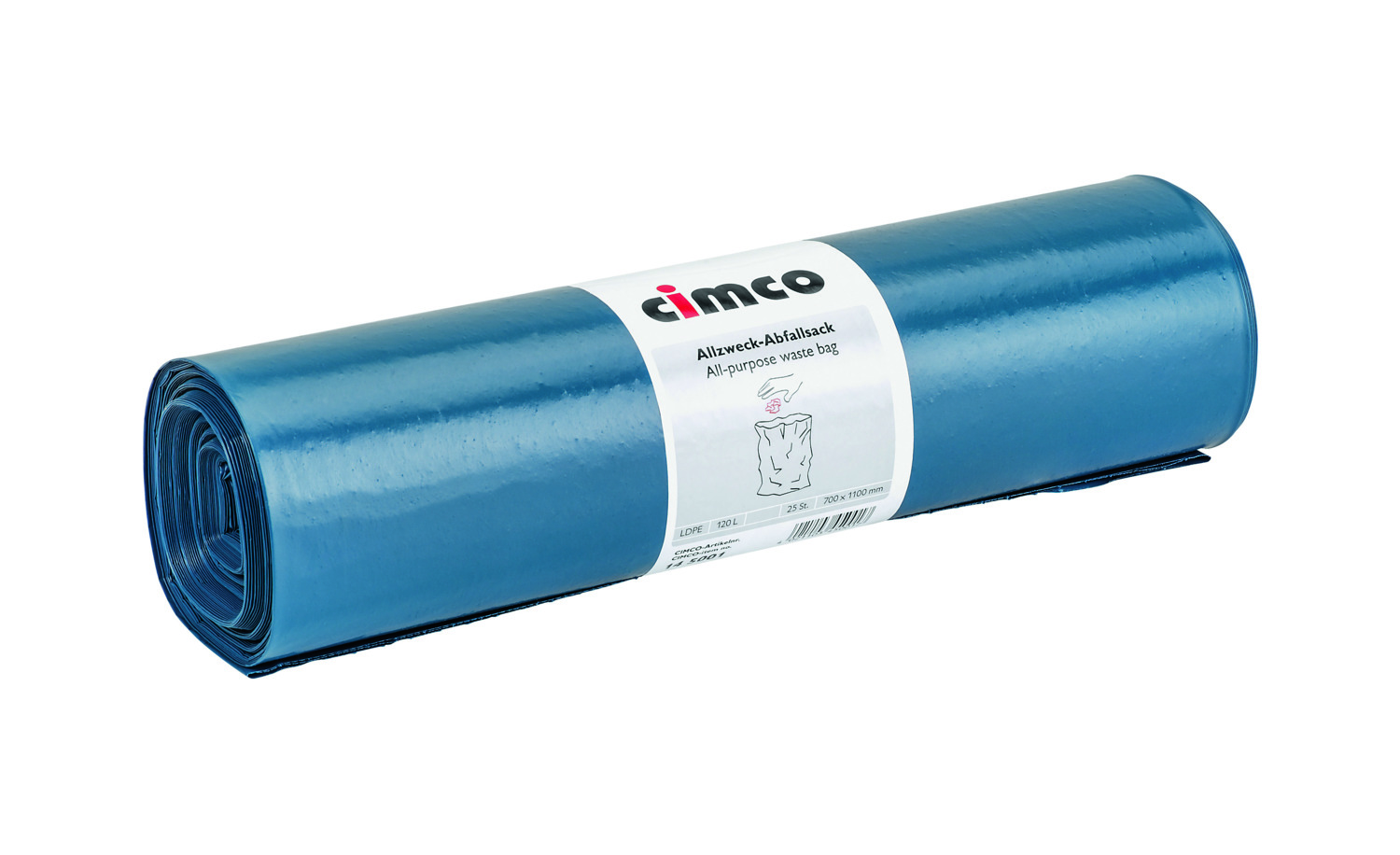 Cimco Werkzeuge 145001 Müllbeutel 120l, blau 25 Sack auf Rolle