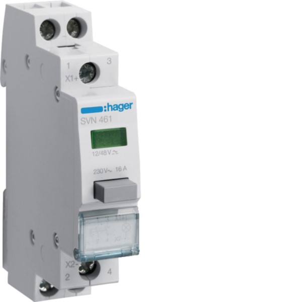 Hager SVN461 Taster mit LED-Melder grün, 2S, 12V