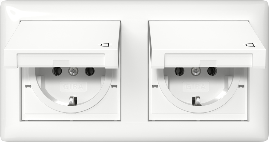 Gira 415803 Steckdose KD +Set IP44 Rahmen 2f Reinweiß