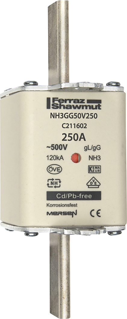 Mersen NH3GG50V250 NH-Sicherungseinsatz SF Gr.3 gG 250A/500V KM