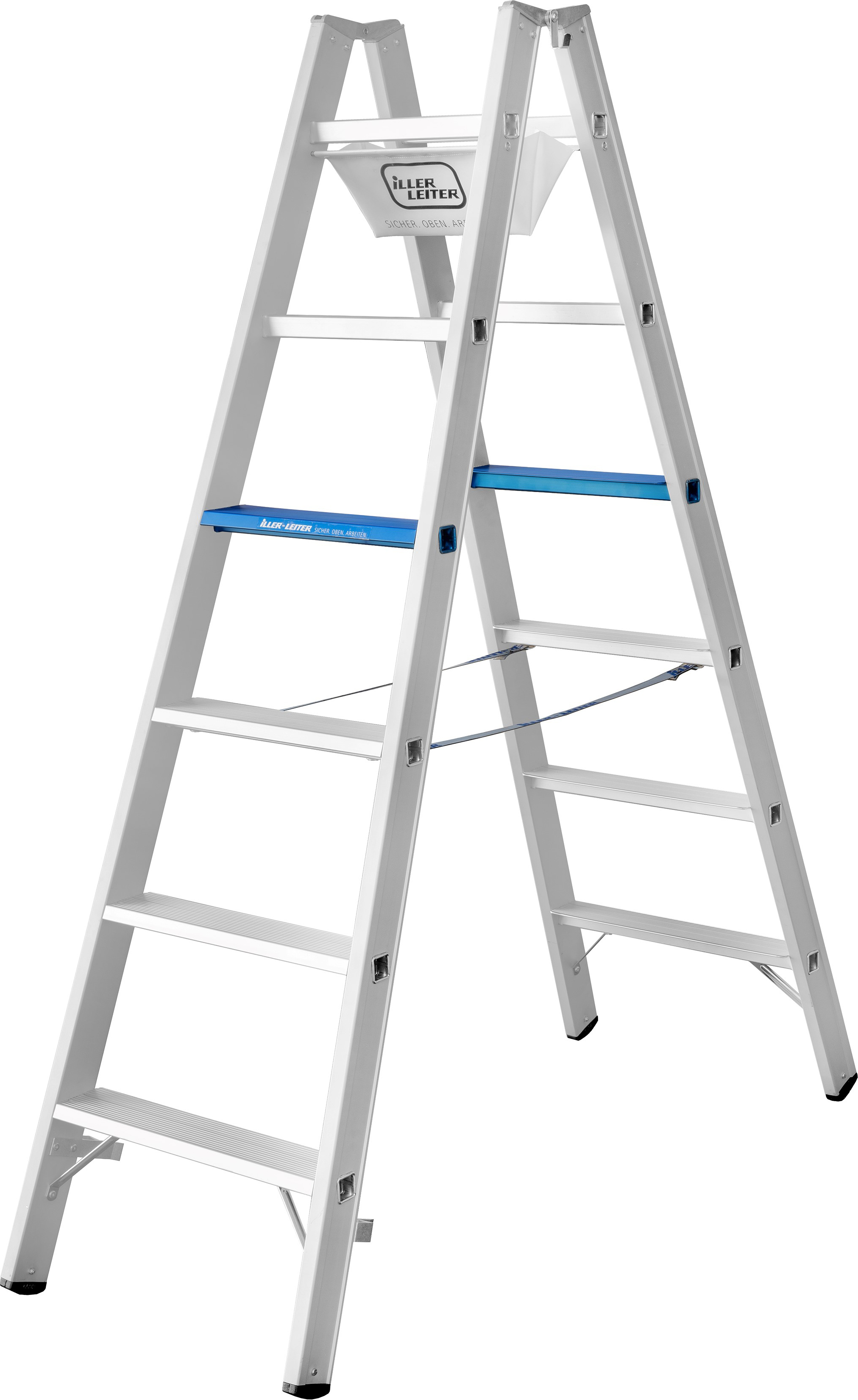 Geis&Knoblauch 7107-7E Stufenstehleiter 2x7 Stufen eloxiert