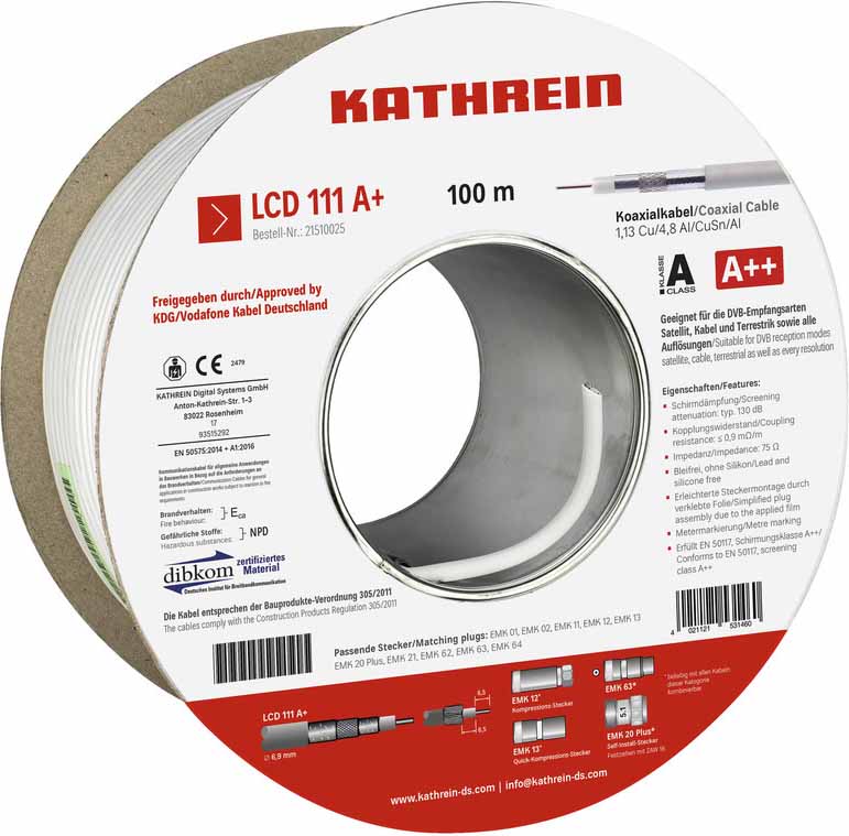 Kathrein LCD 111 A+/100m Eca Koaxialkabel 130 dB, A+
