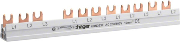 Hager KDN363F Phasenschiene 3P+N Gabel.10qmm