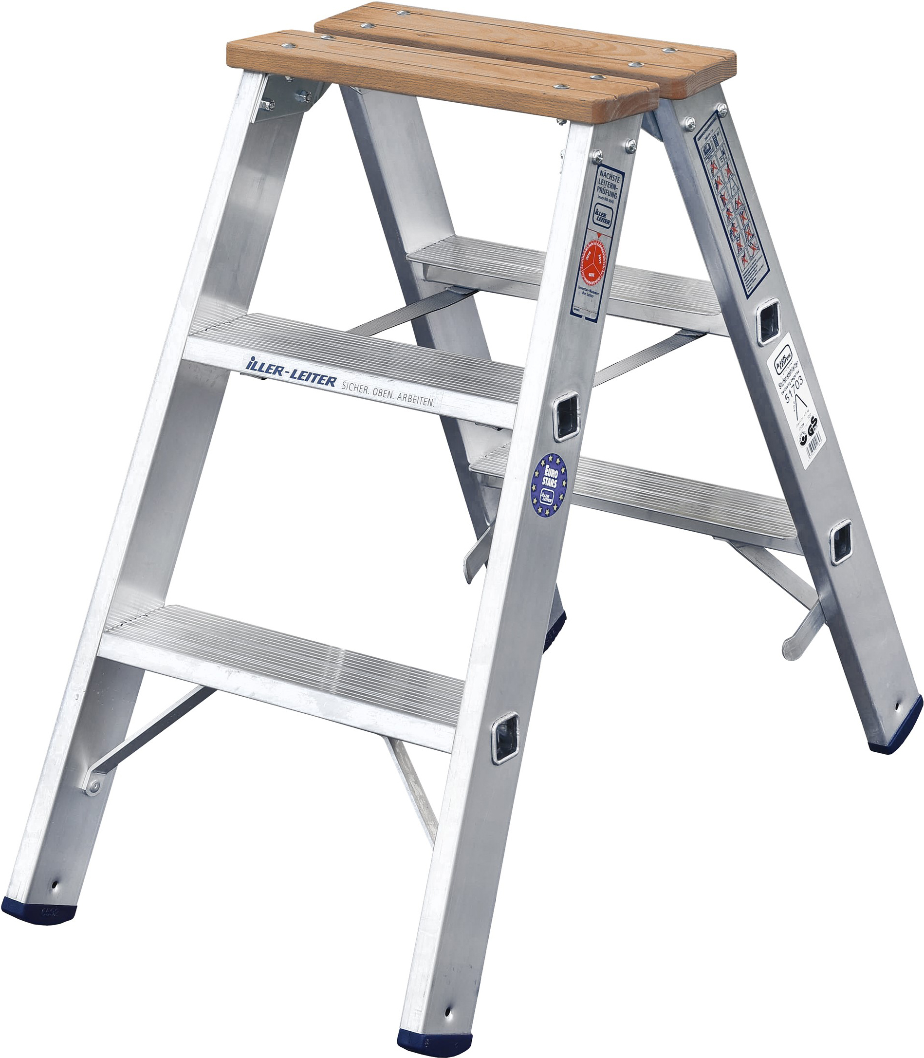 ILLER-LEITER 51703 Stufenstehleiter beidseit. 3 Stufen