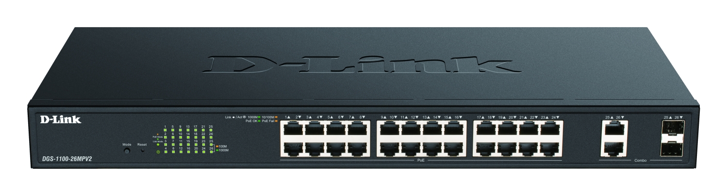 DLink Deutschland DGS-1100-26MPV2/E Gigabit Smart Switch 26-Port PoE+