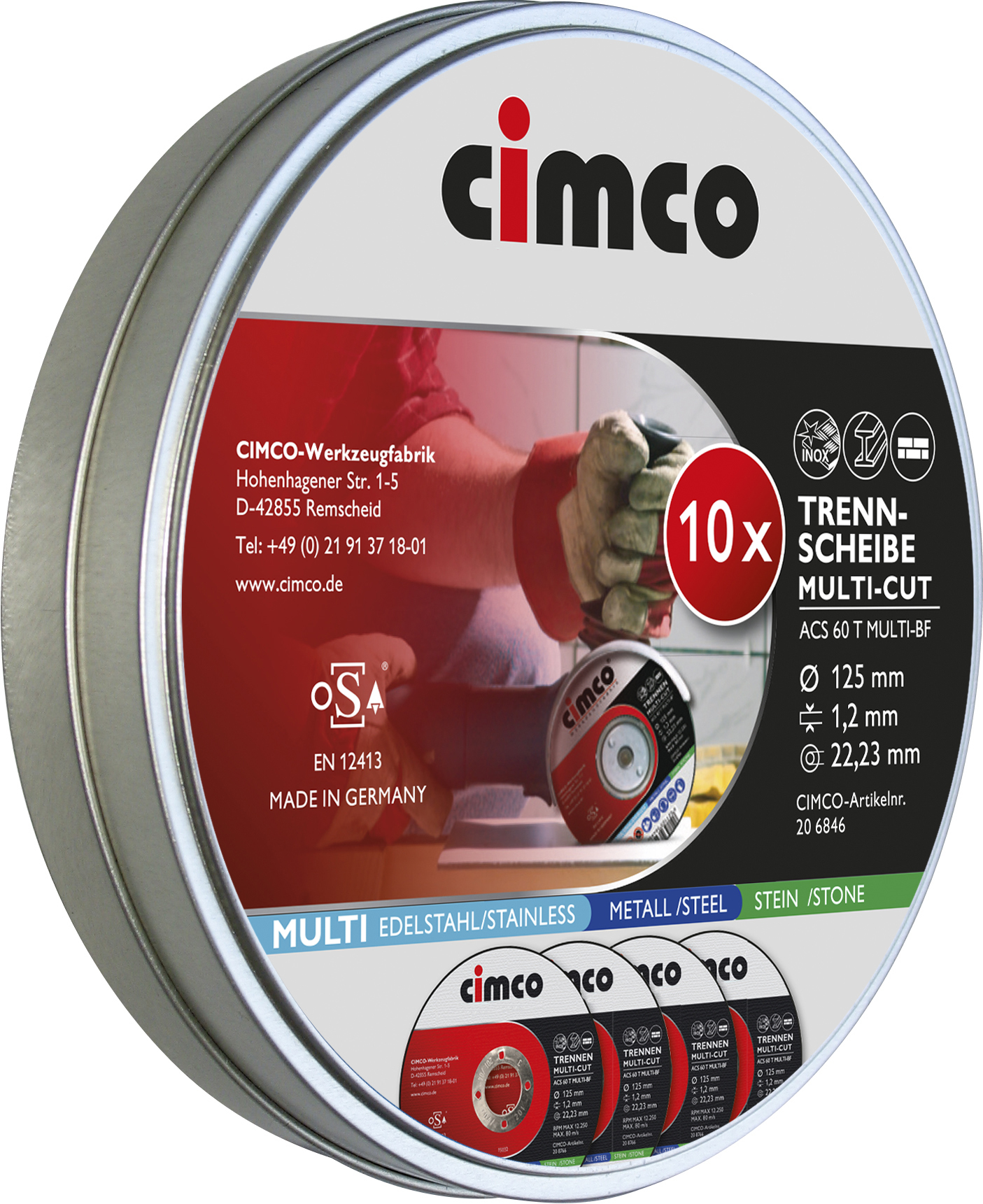 Cimco Werkzeuge 206846 (VE10) Trennscheiben MULTI-CUT 10x 125x1,2mm