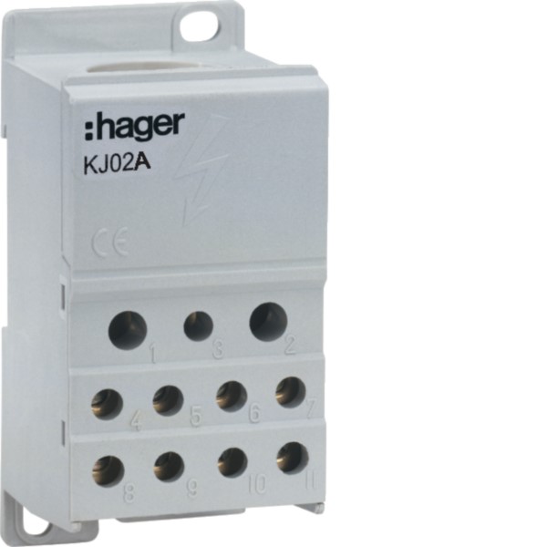 Hager KJ02A Verteilerblock 160A/250A, 1-polig