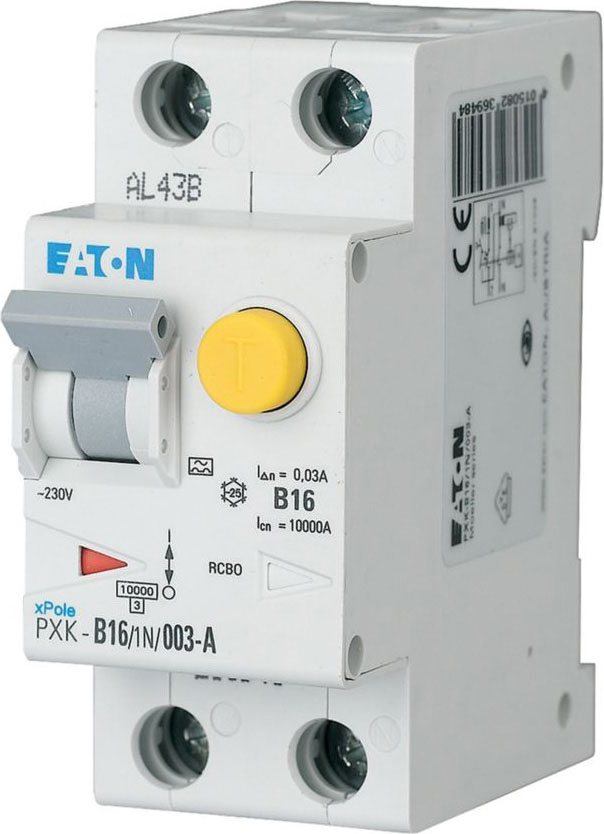 Eaton PXK-B16/1N/003-A FI/LS-Kombischalter B 16A 1p+N, 30mA