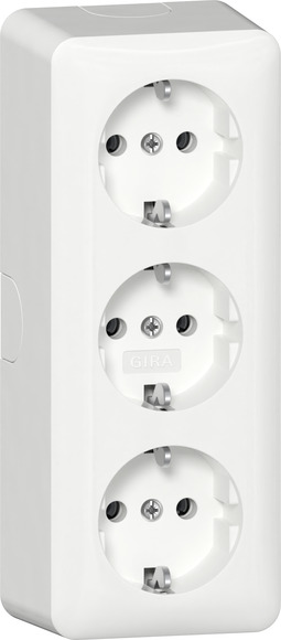 Gira 478913 3fSCHUKO-Steckd.+Montagep. AP Reinweiß