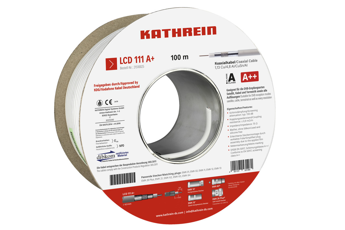 Kathrein LCD 111 A+/100m Eca Koaxialkabel 130 dB, A+