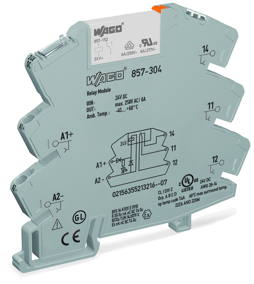 WAGO GmbH & Co. KG 857-304 Relaisbaustein steckbar 24VDC/5A 10mA 1W