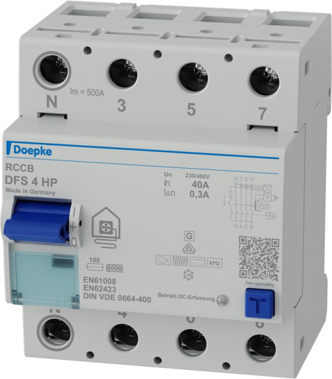 Doepke DFS4 040-4/0,30-HP FI-Schutzschalter 4p, 40A, 0.3A, TypB+