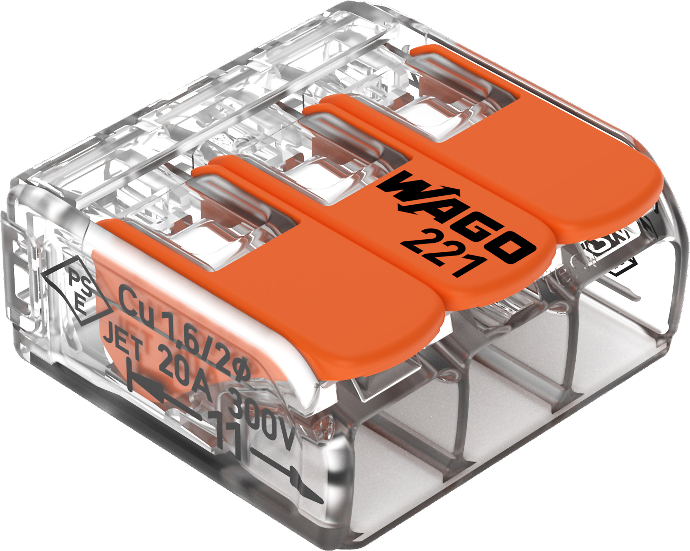 WAGO GmbH & Co. KG 221-413 Compact-Verbindungsklemme 3-Leiter bis 4qmm