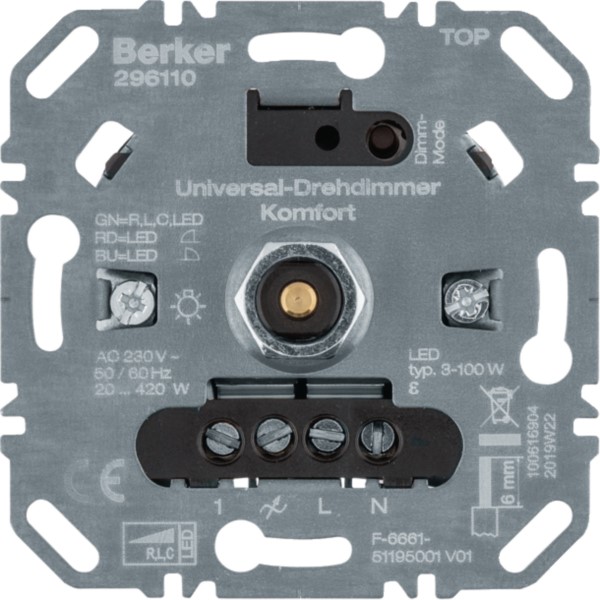 Berker 296110 Uni-Drehdimmer Komfort (R,L,C,LED), Softr.