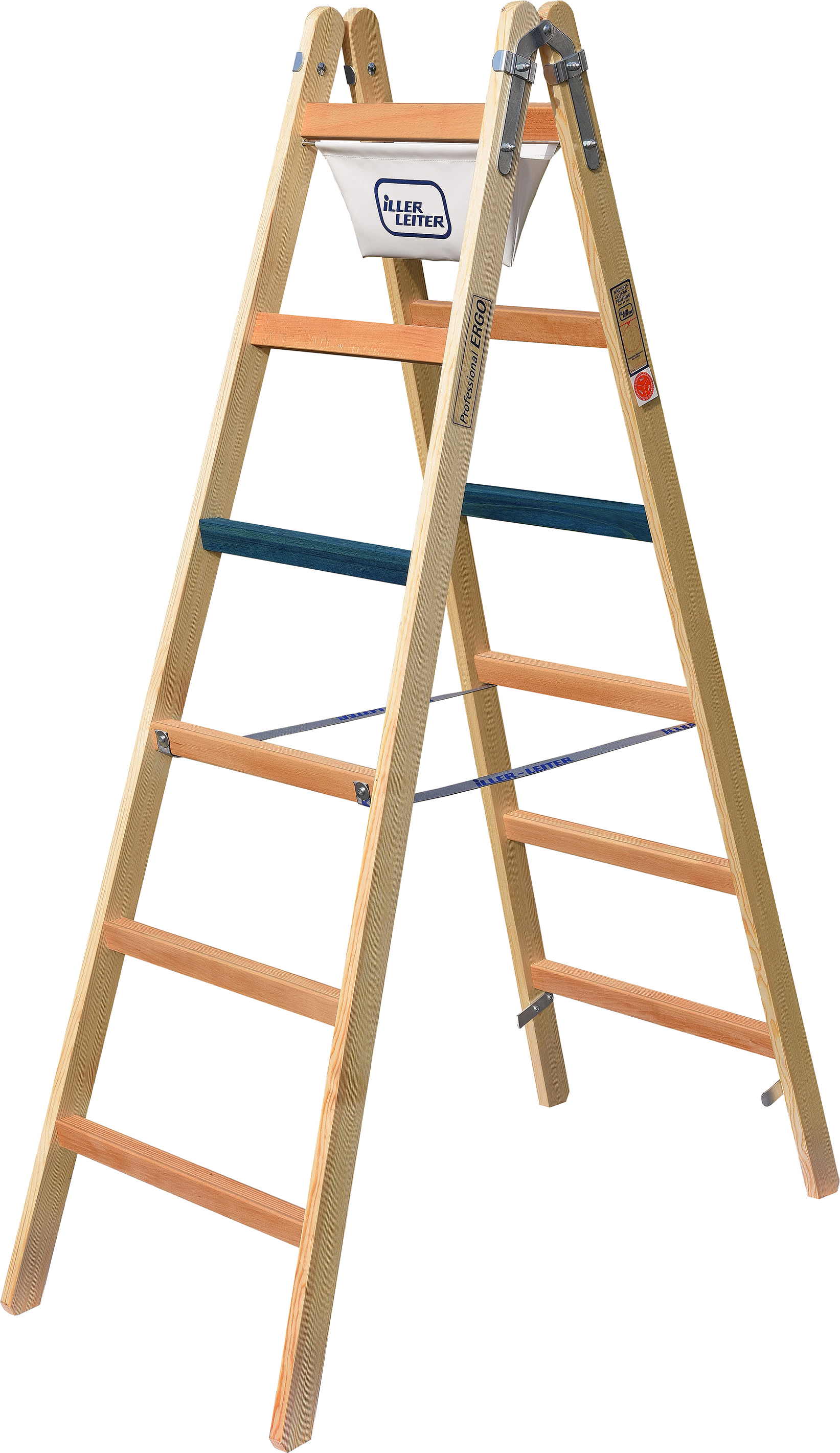 ILLER-LEITER 1107-7 Breitsprossenstehleiter Professional 2x7 Sp.