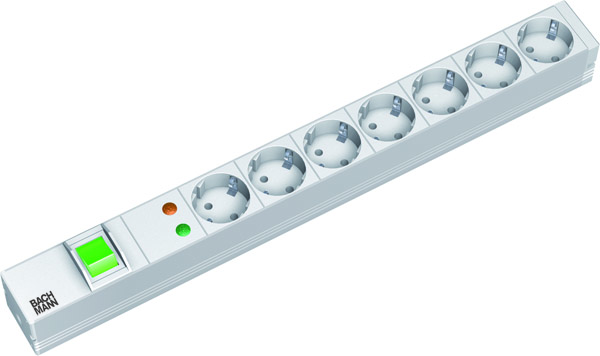 Bachmann 333.405 19Zoll Steckdosenleiste 7f mit Schalter, alu