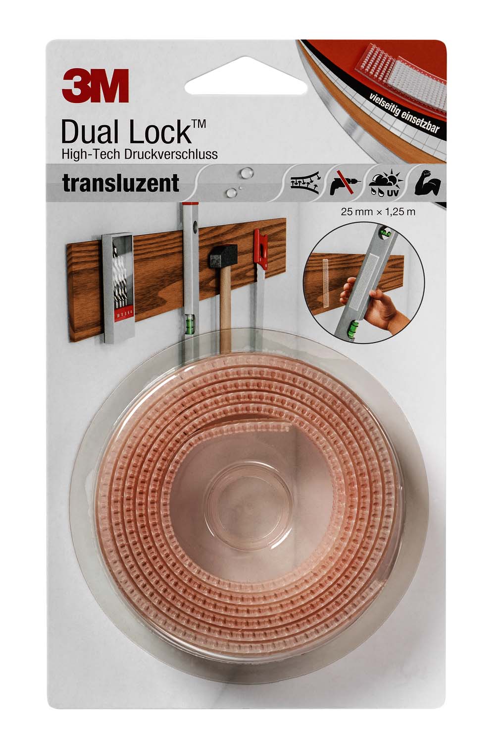 3M Deutschland SJ 3560 Klettband Druckverschluss 25mmx1,25m,transluz.