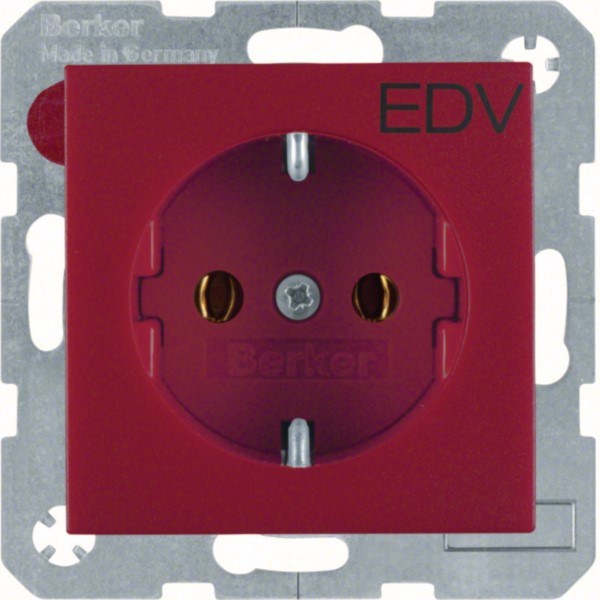 Berker 47431922 Schuko-Steckdose rt Aufdruck EDV