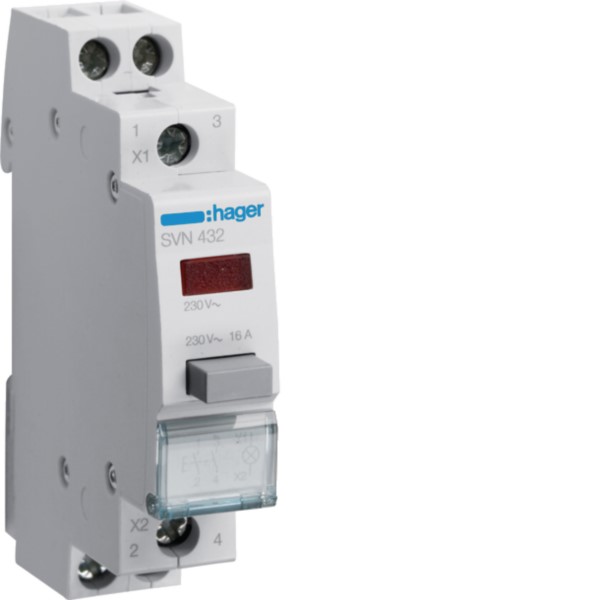 Hager SVN432 Taster 2S rot,230VAC