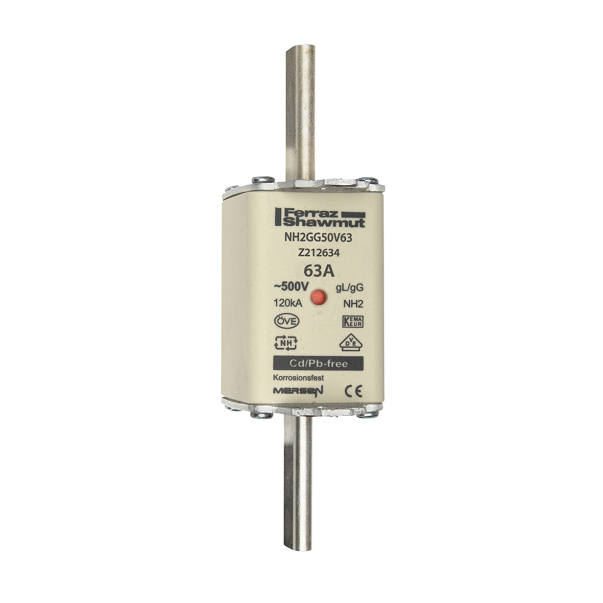 Mersen NH2GG50V63 NH-Sicherungseinsatz SF Gr.2 gG 63A/500V KM