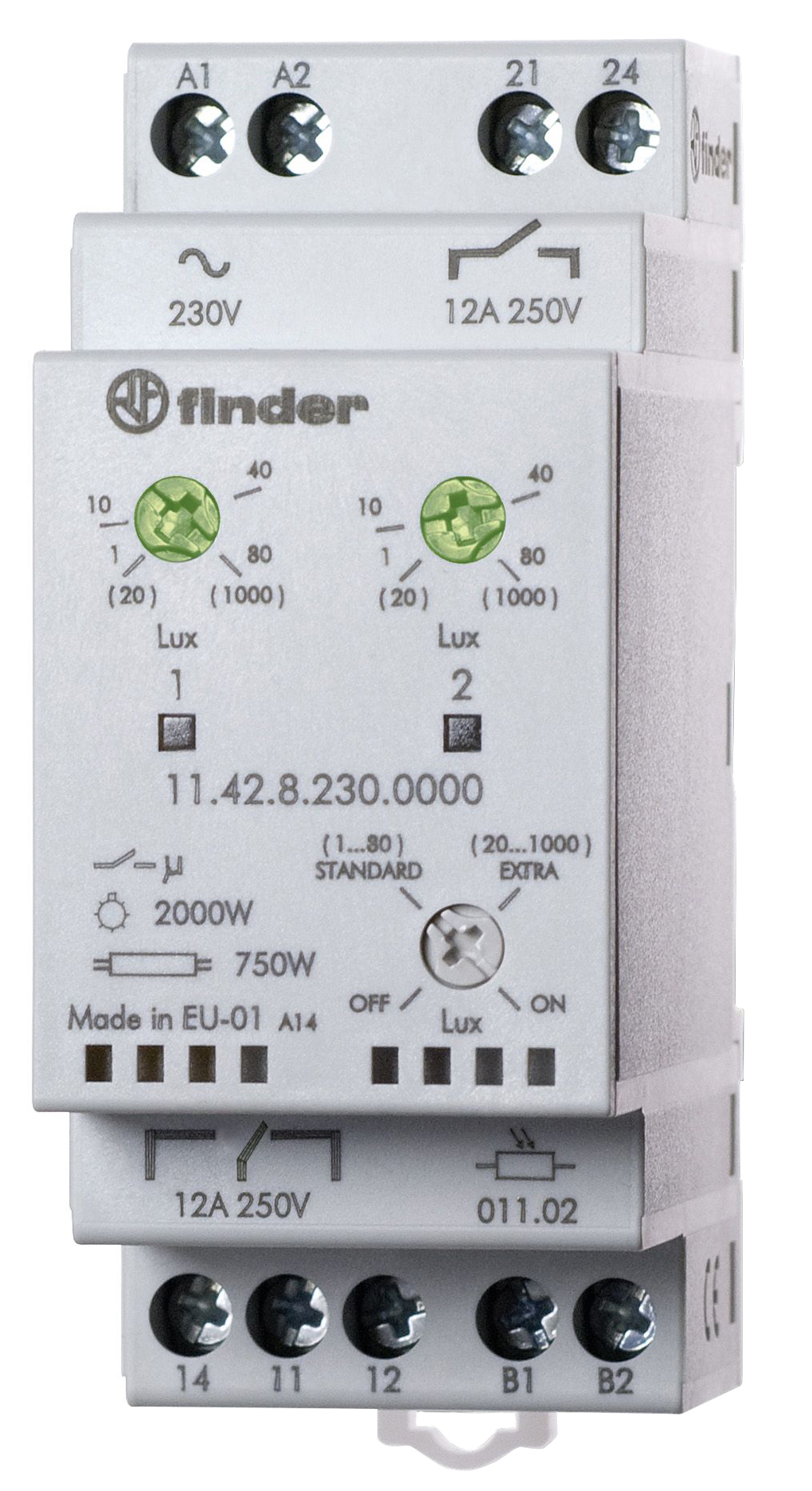 Finder 11.42.8.230.0000 Dämmerungsschalter 1000Lux 12A 230VAC