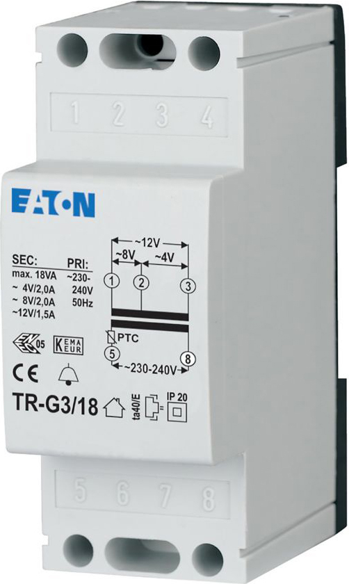 Eaton TR-G3/18 Klingeltransformator 4-8-12V/2A