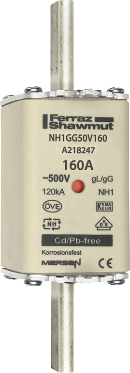 Mersen NH1GG50V160 NH-Sicherungseinsatz SF Gr.1 gG 160A/500V KM
