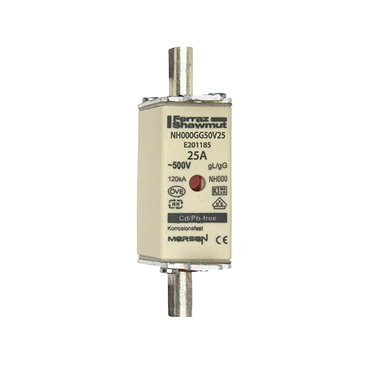 Mersen NH000GG50V25 NH-Sicherungseinsatz SF Gr.000 gG 25A/500VKM