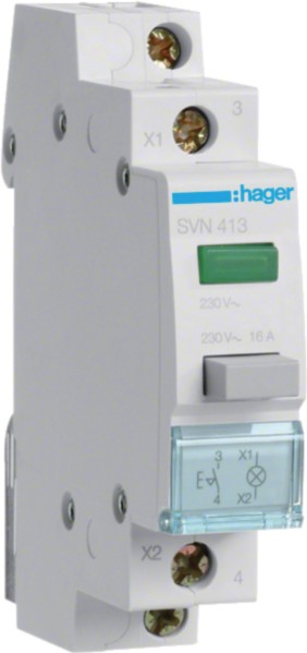 Hager SVN413 Druckschalter 1S grün,230V