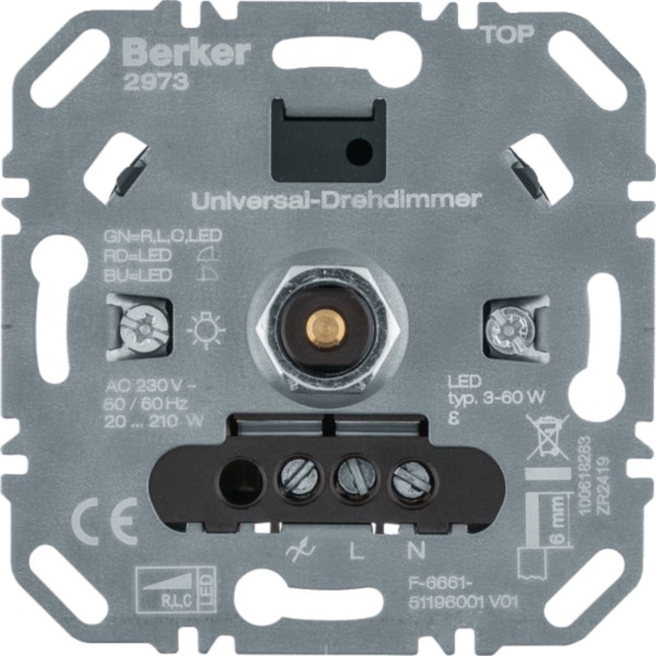Berker 2973 Uni-Drehdimmer (R,L,C,LED) Lichtsteuerung