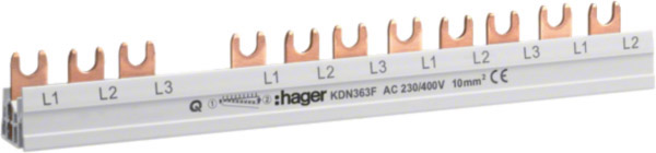 Hager KDN363F Phasenschiene 3P+N Gabel.10qmm