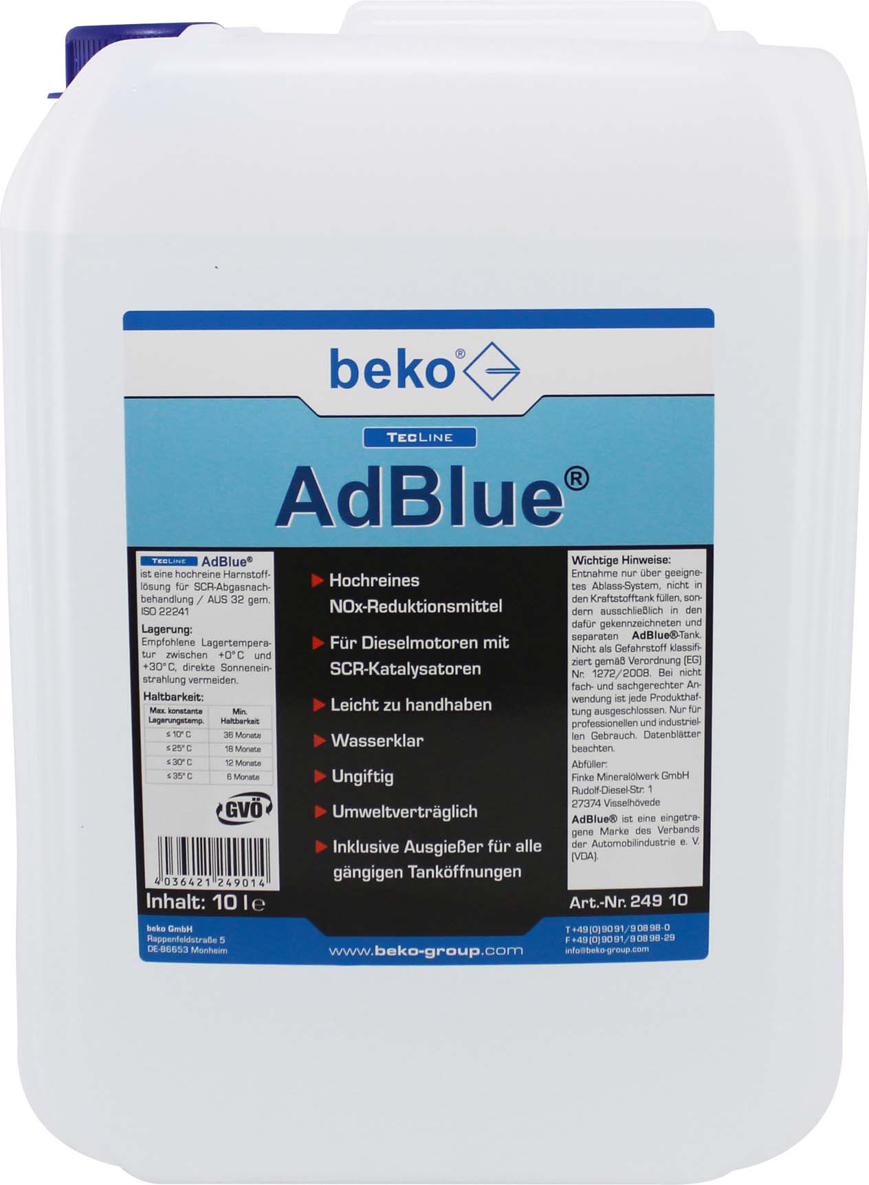 Beko 249 10 AdBlue 10l inkl.Einfüllstutzen