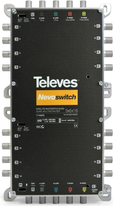 Televes MS516NCQ Multischalter 5 in 16 Guß NEVO m.NT quad kask.
