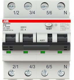 ABB Stotz S&J DS203NC C16 A30 FI/LS-Schalter 6kA 3P+N A C16 30mA