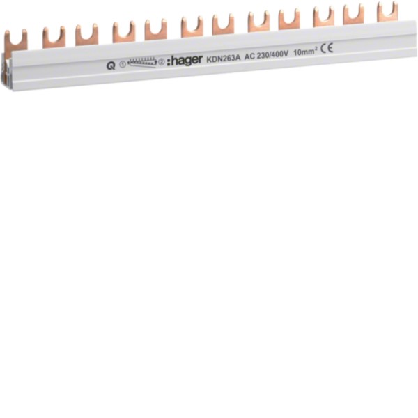 Hager KDN263A Phasenschiene 2P,10qmm,12mod,Gabel