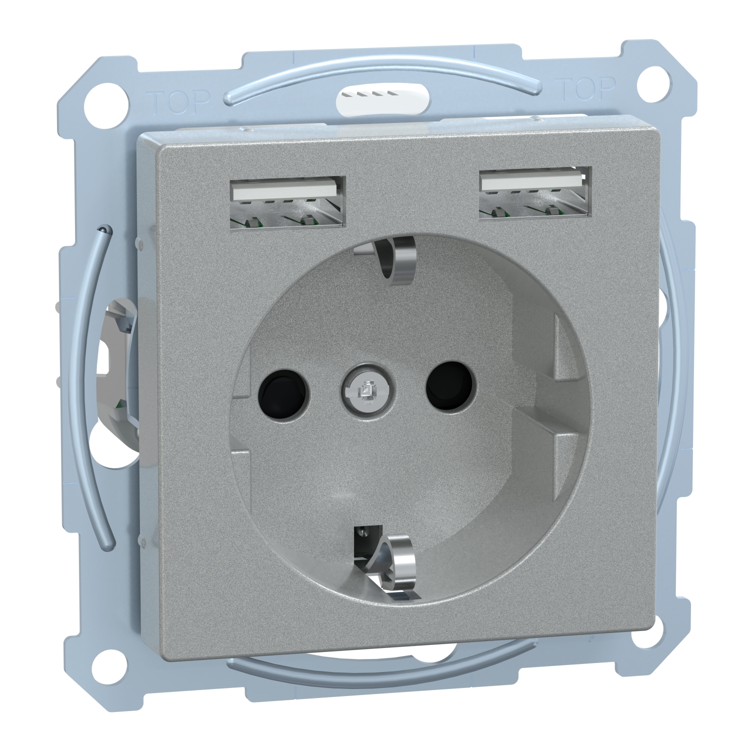 Merten MEG2366-0460 SCHUKO-Steckdose m.USB Ladegerät alu