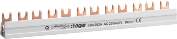 Hager KDN263A Phasenschiene 2P,10qmm,12mod,Gabel