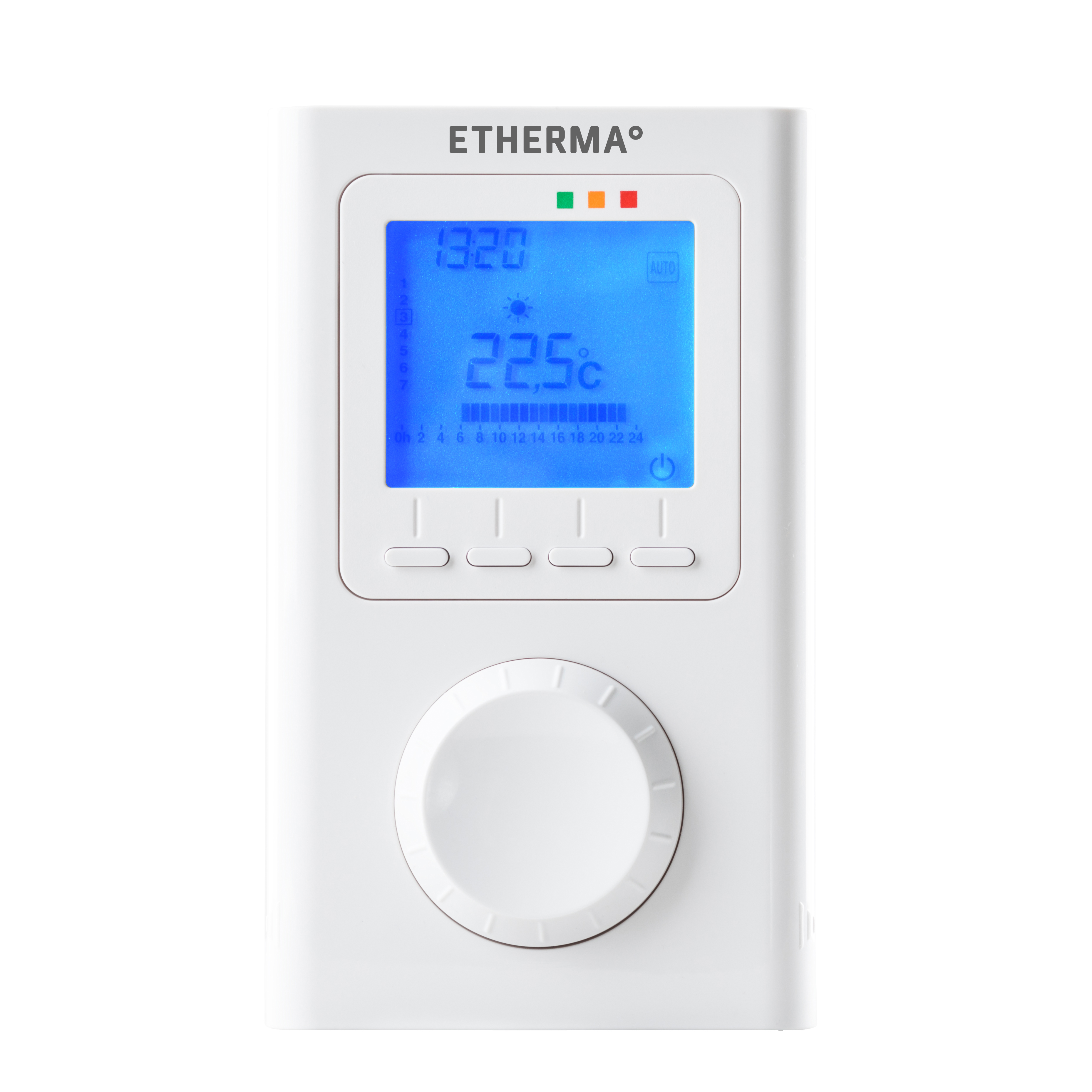 Etherma ET-14A Funk-Raumthermostat mit Uhr, LCD-Anzeige