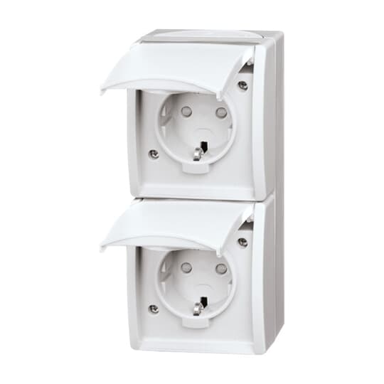 Busch-Jaeger 20-02 EBW-54 Steckdose,senkrecht,2fach Klappdeckel,erh. Ber