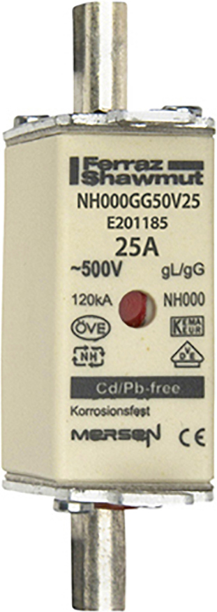 Mersen NH000GG50V25 NH-Sicherungseinsatz SF Gr.000 gG 25A/500VKM
