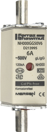 Mersen NH000GG50V6 NH-Sicherungseinsatz SF Gr.000 gG 6A/500V KM