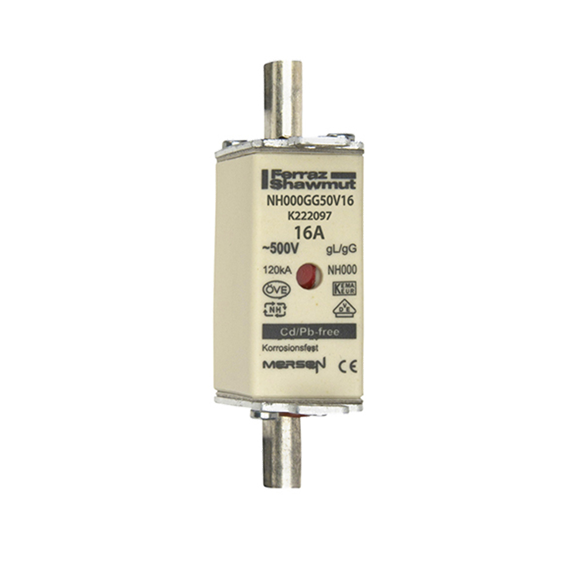 Mersen NH000GG50V16 NH-Sicherungseinsatz SF Gr.000 gG 16A/500VKM
