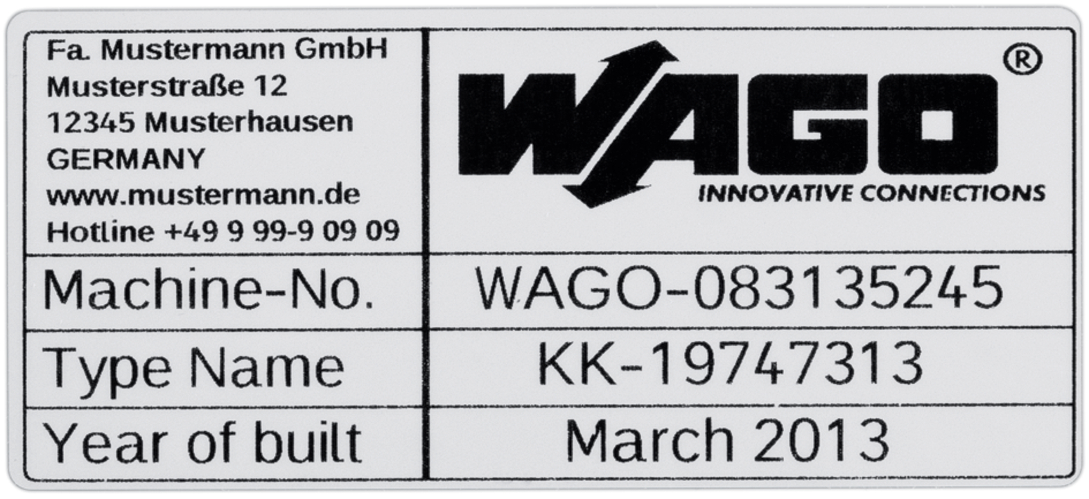 WAGO GmbH & Co. KG 210-804 Etikett si 44x99mm 500Stck/Roll