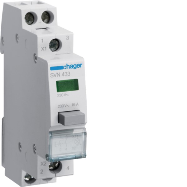 Hager SVN433 Druckschalter 2S grün,230V