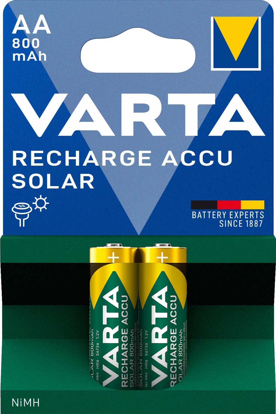 Varta Cons.Varta 56736 Bli.2 Recharge Accu Solar AA 1,2V/800mAh/NiMH
