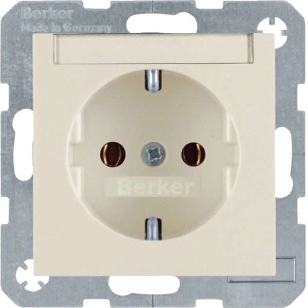 Berker 47508982 SCHUKO-Steckdose ws/gl m.Beschriftungsfeld