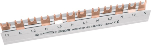 Hager KDN451D Phasenschiene 4p,16qmm,12mod,Gabel