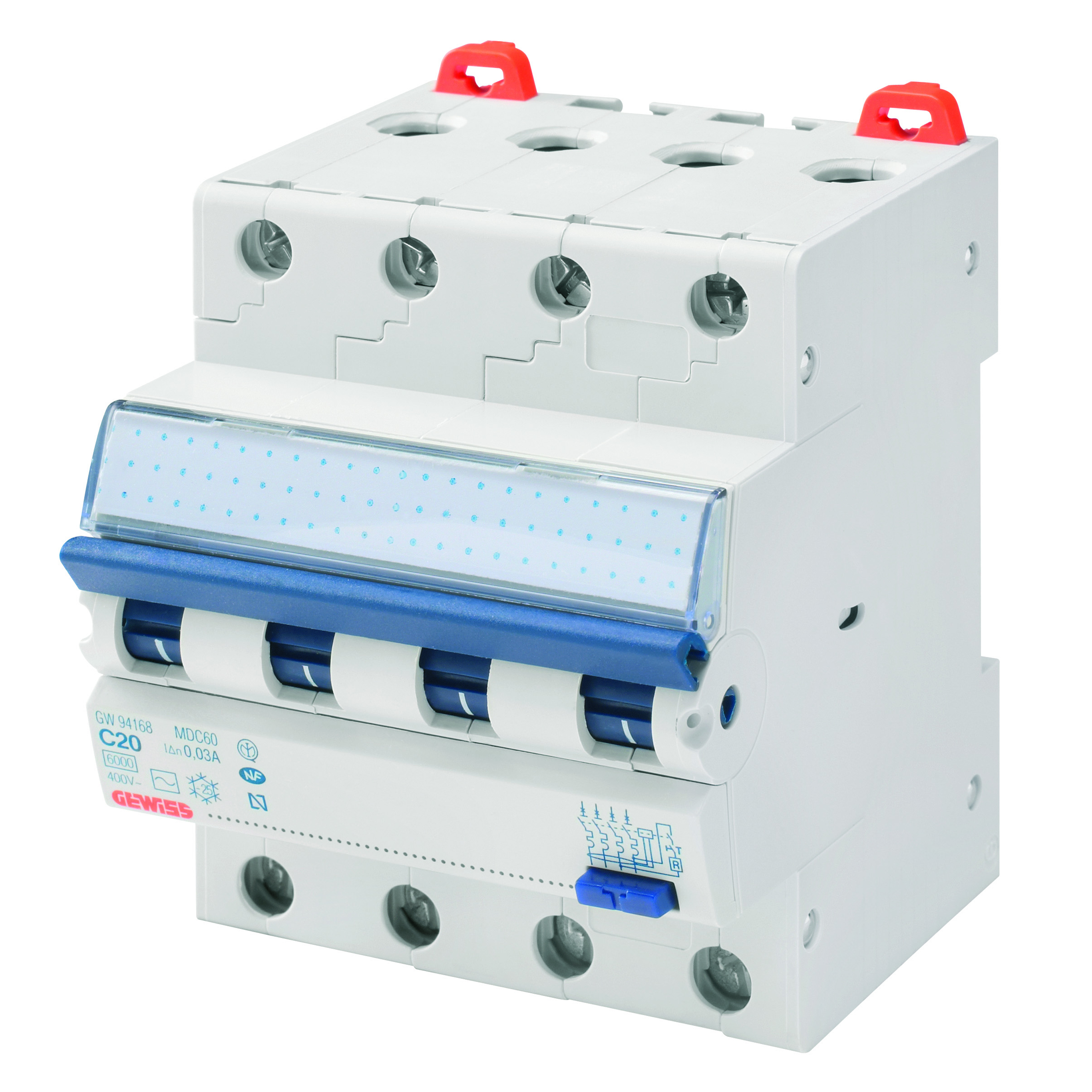 Gewiss GW95170 FI/LS-Schutzschalter B32A, 30mA, 4P, 4TE