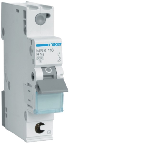 Hager MBS116 Leitungsschutzschalter 1p. B-16A,6kA,1M QC